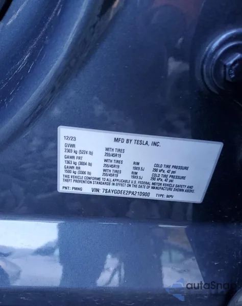 2023 Tesla Model Y from USA, damaged, VIN 7SAYGDEE2PA210900